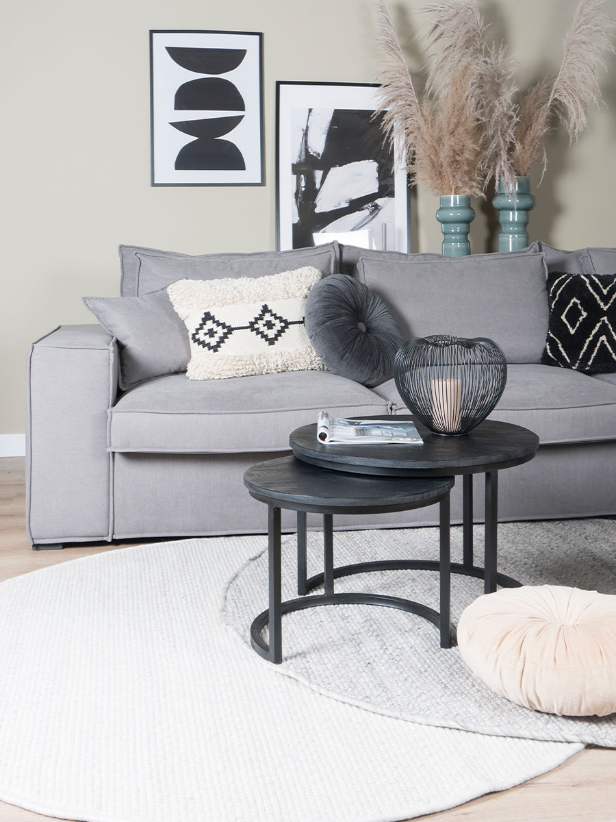 Salontafel Jelle zwart mangohout - set van 2