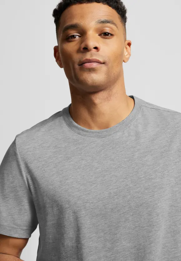 T-Shirt in Melange Optik - silver grey melange