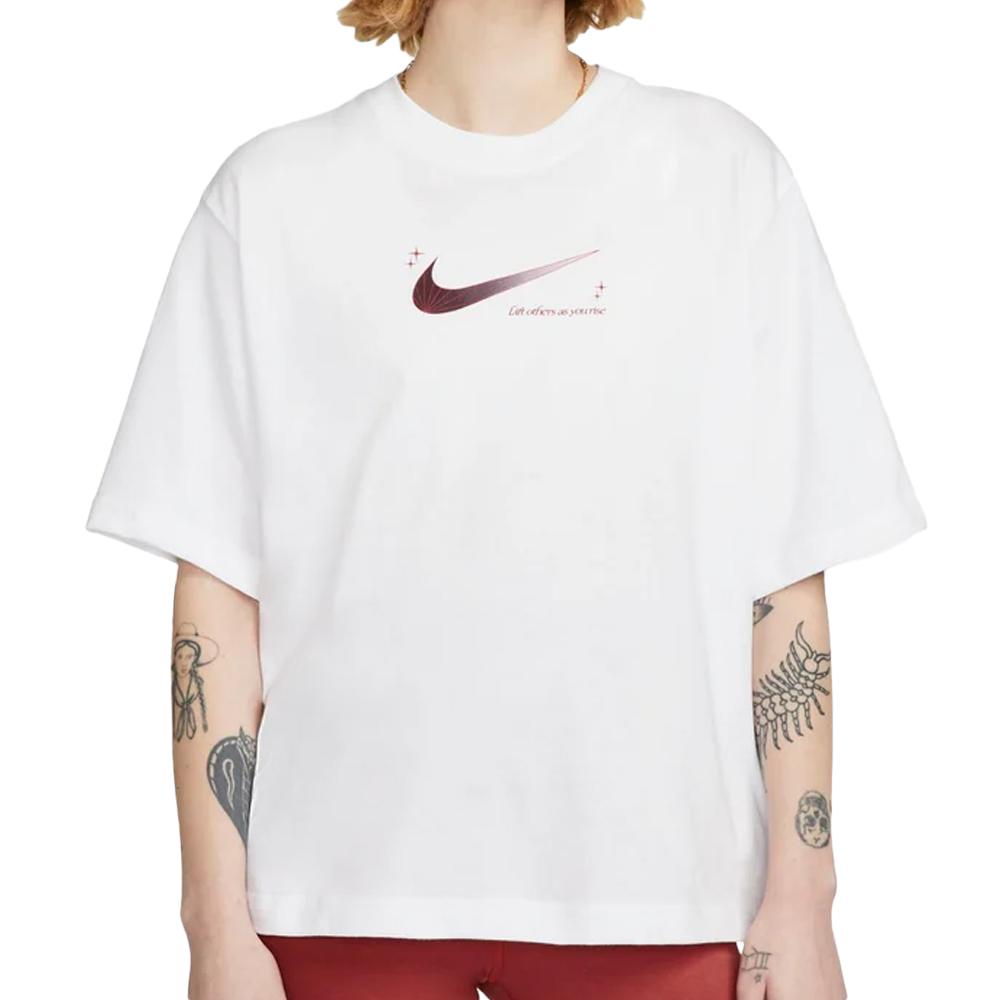 Nike T-shirt Blanc/Rouge Femme Nike Boxy100