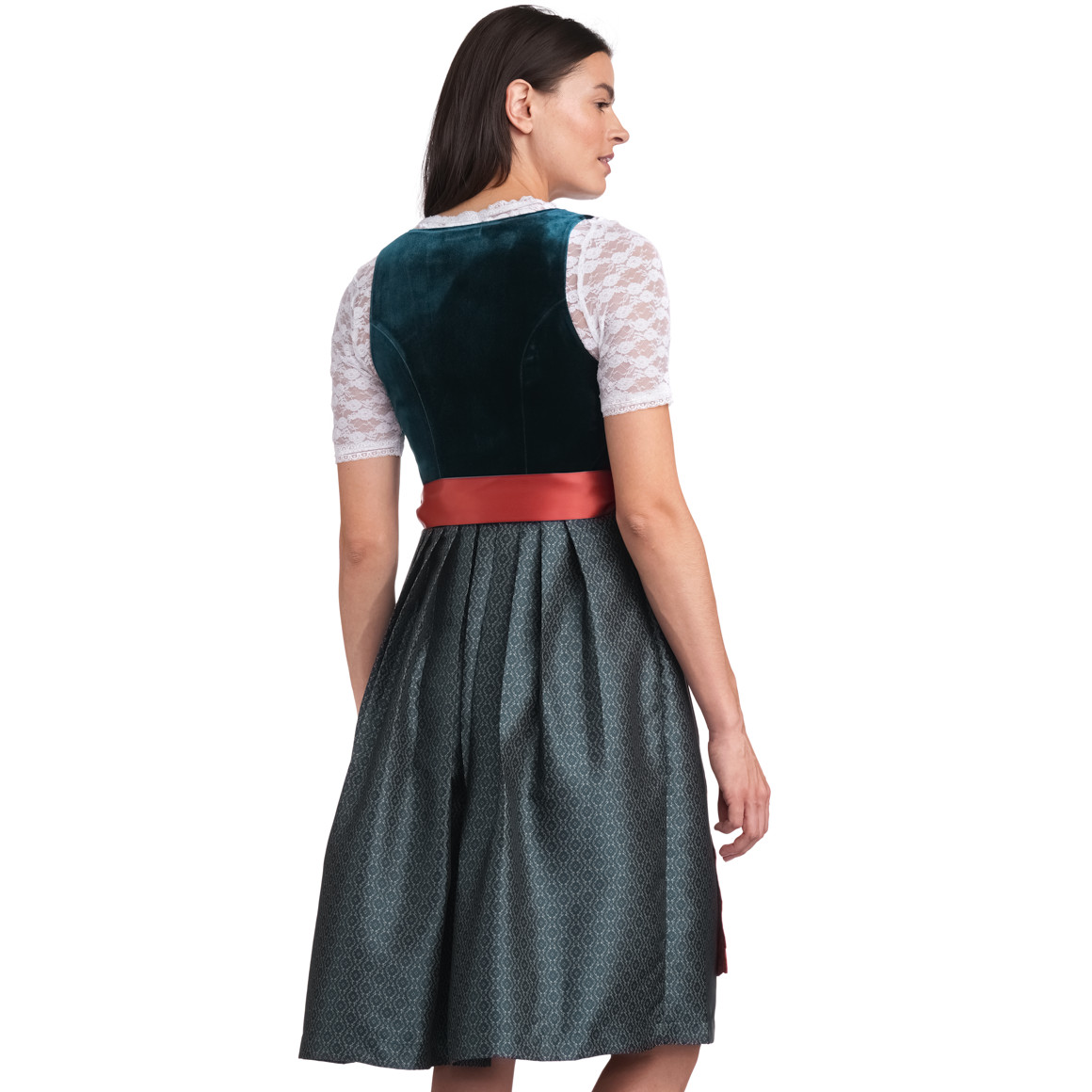 Gina Benotti Damen Dirndl mit Velvet dunkeltürkis / orange