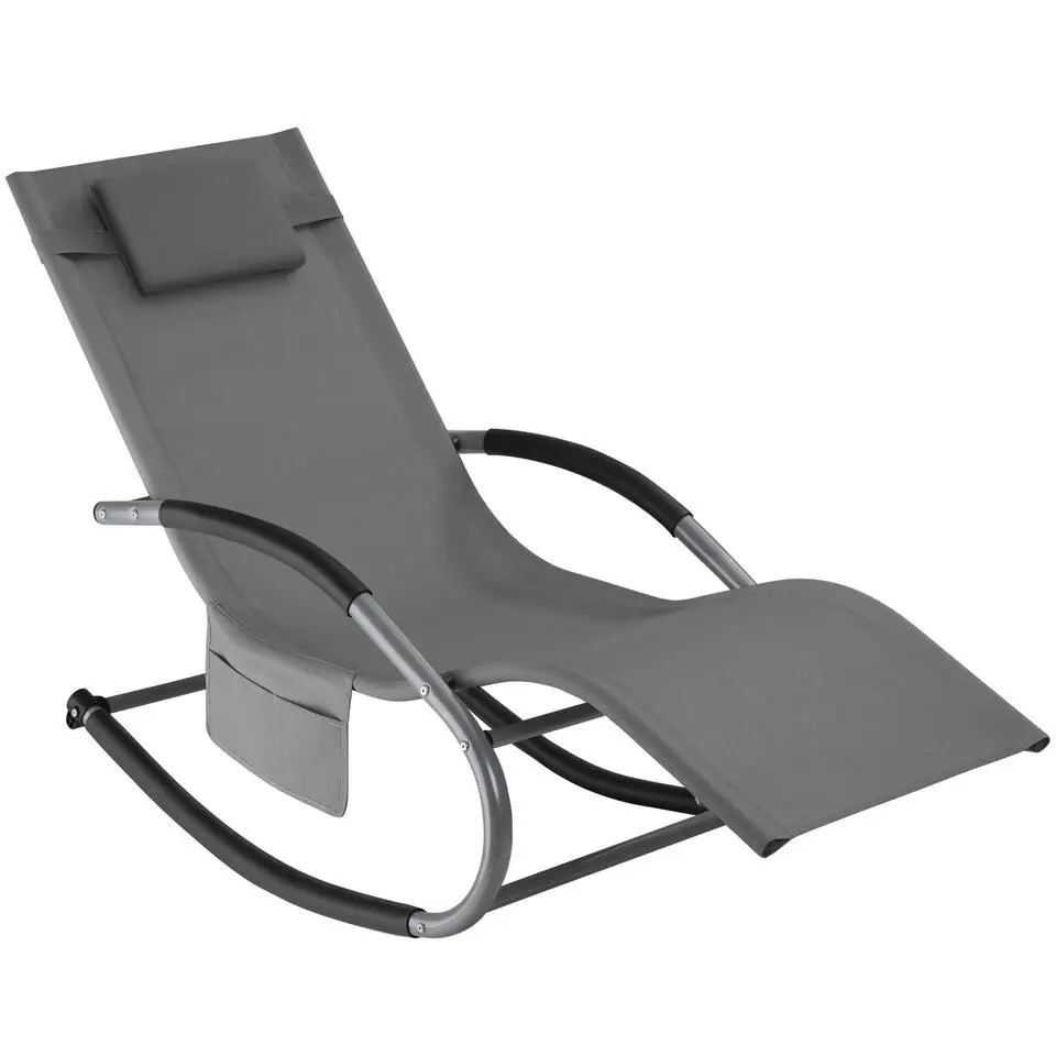 tectake Ligstoel Taya, ergonomisch, schommelfunctie, Grijs