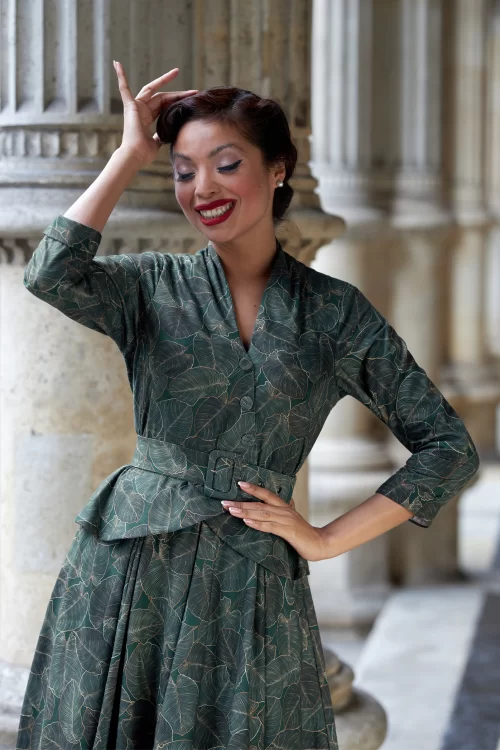 Miss Candyfloss Rebekah Gia Leafy jurk in groen en goud