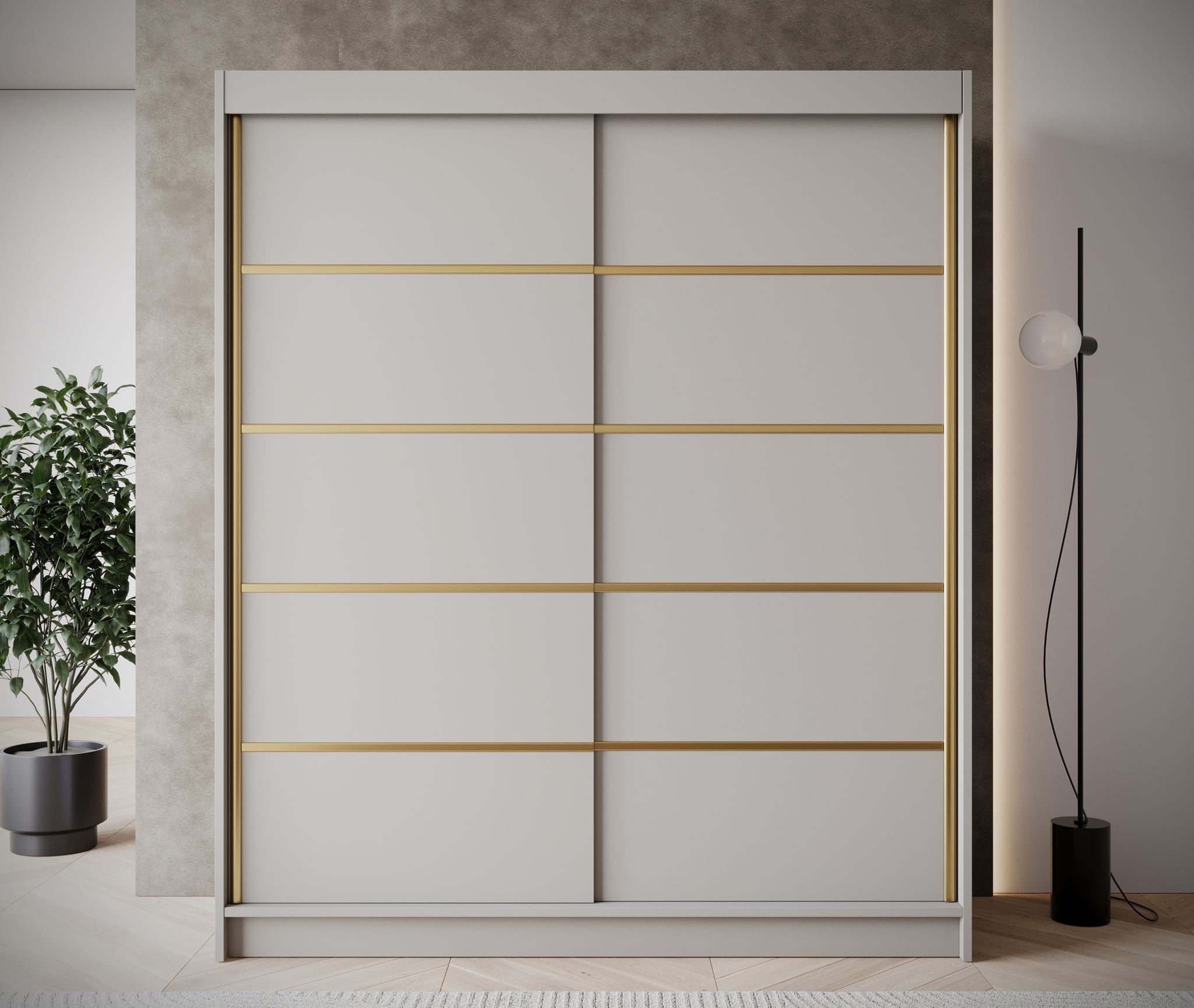 Eagle - Kledingkast met schuifdeuren - Beige - 180x58x215 cm