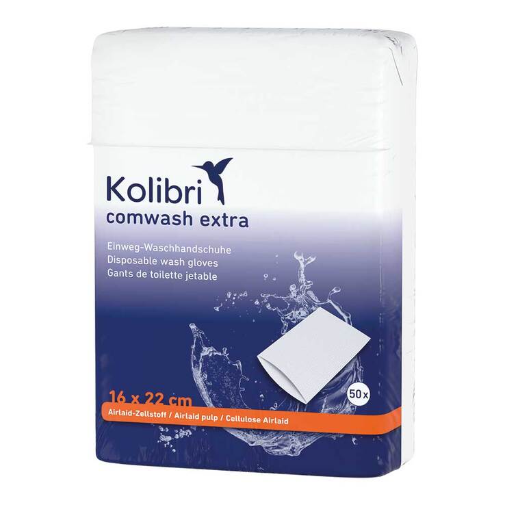 Kolibri comwash extra Waschhandschuh unfol.16x24cm, 50 St
