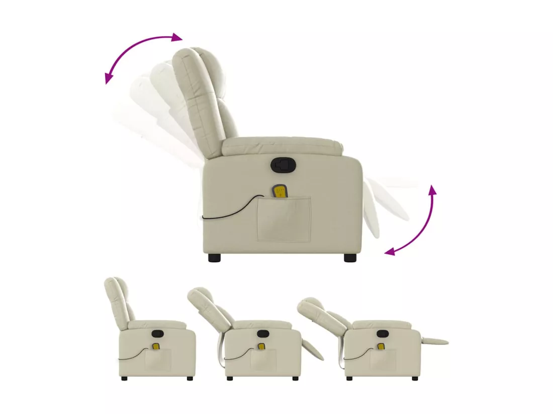 Fauteuil inclinable massant Crème Similicuir