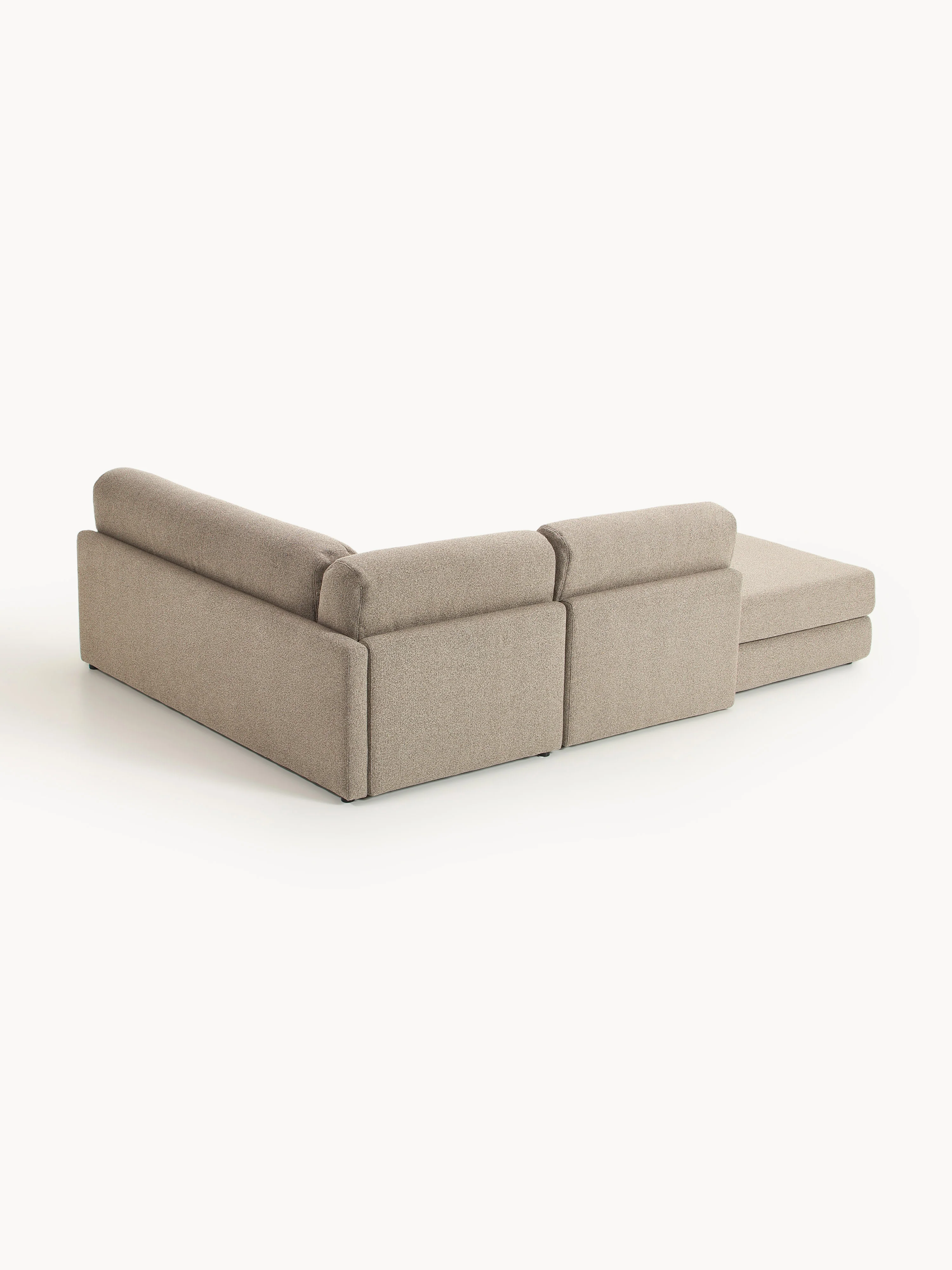 Bouclé hoekbankbed Ladina met opbergruimte