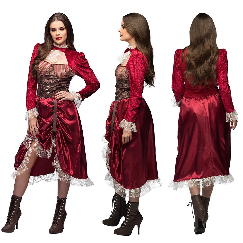 Steampunk Jurk Rood Dames