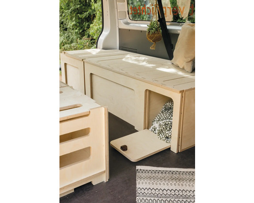 Buildify Campingbox Grace bedsysteem, links in de lengterichting, voor VW T5/T6, 1800x1165x406 (LxBxH) (zonder montage- en bevestigingsmateriaal)