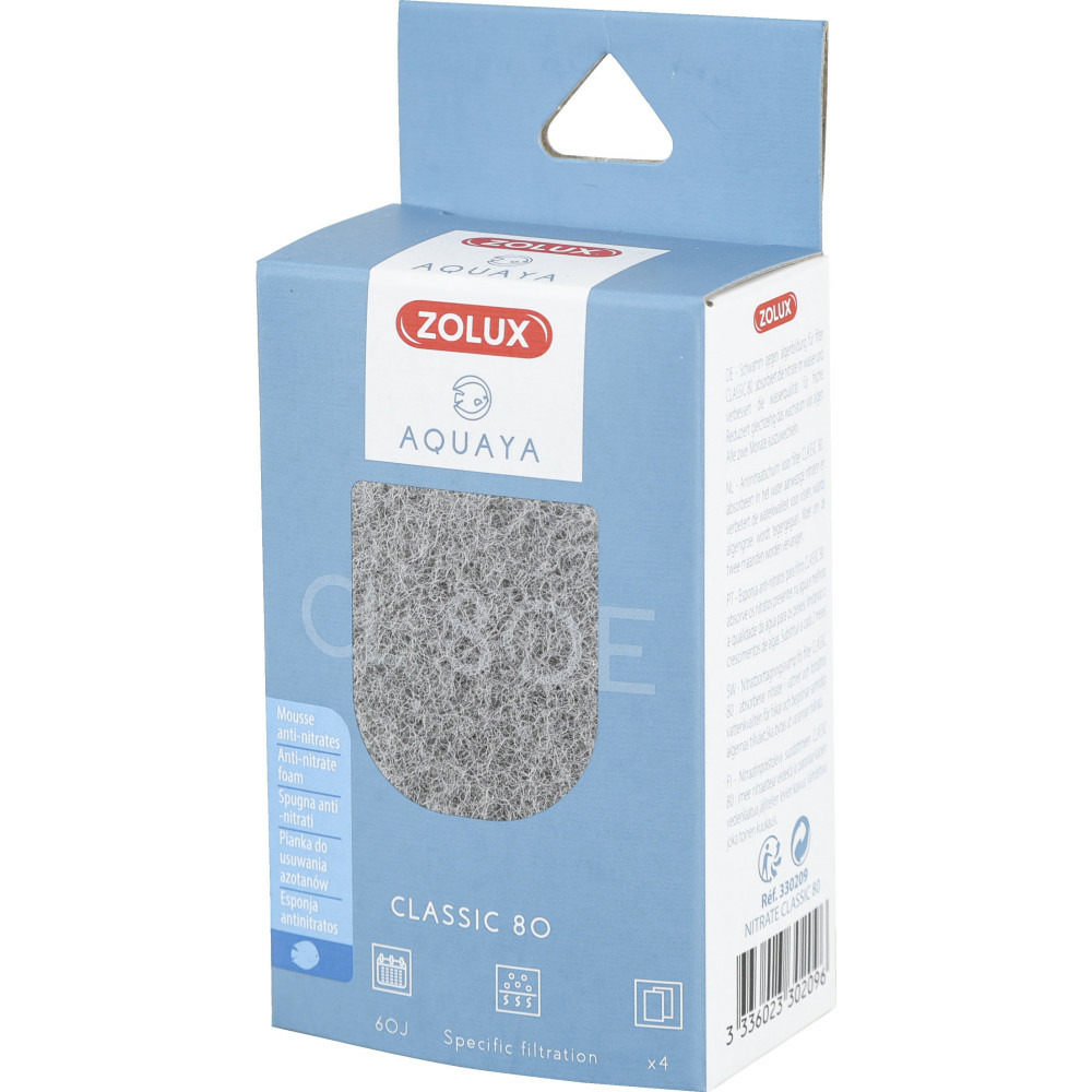 Filtre pour pompe classic 80, filtre cl 80 e mousse anti nitrates x 4 pour