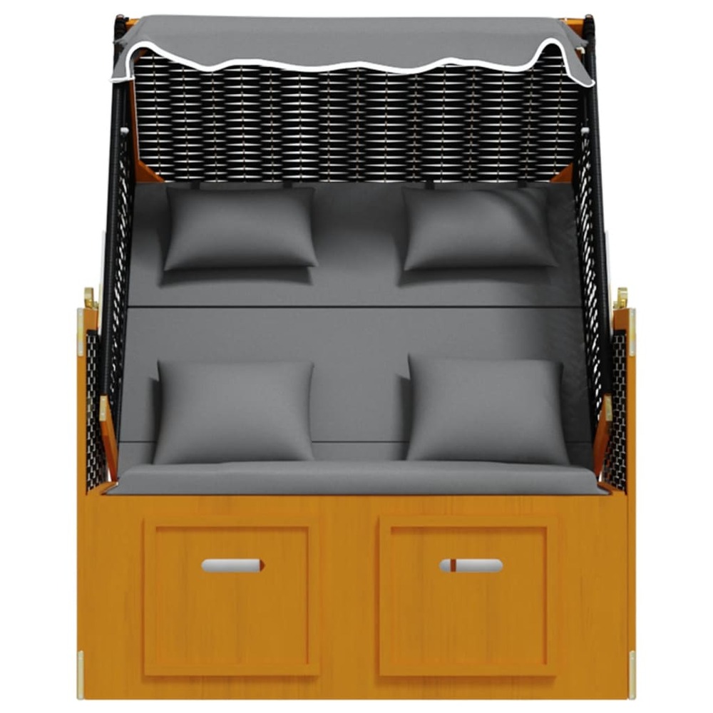 Strandkorb avec coussin résine tressée bois solide anthracite