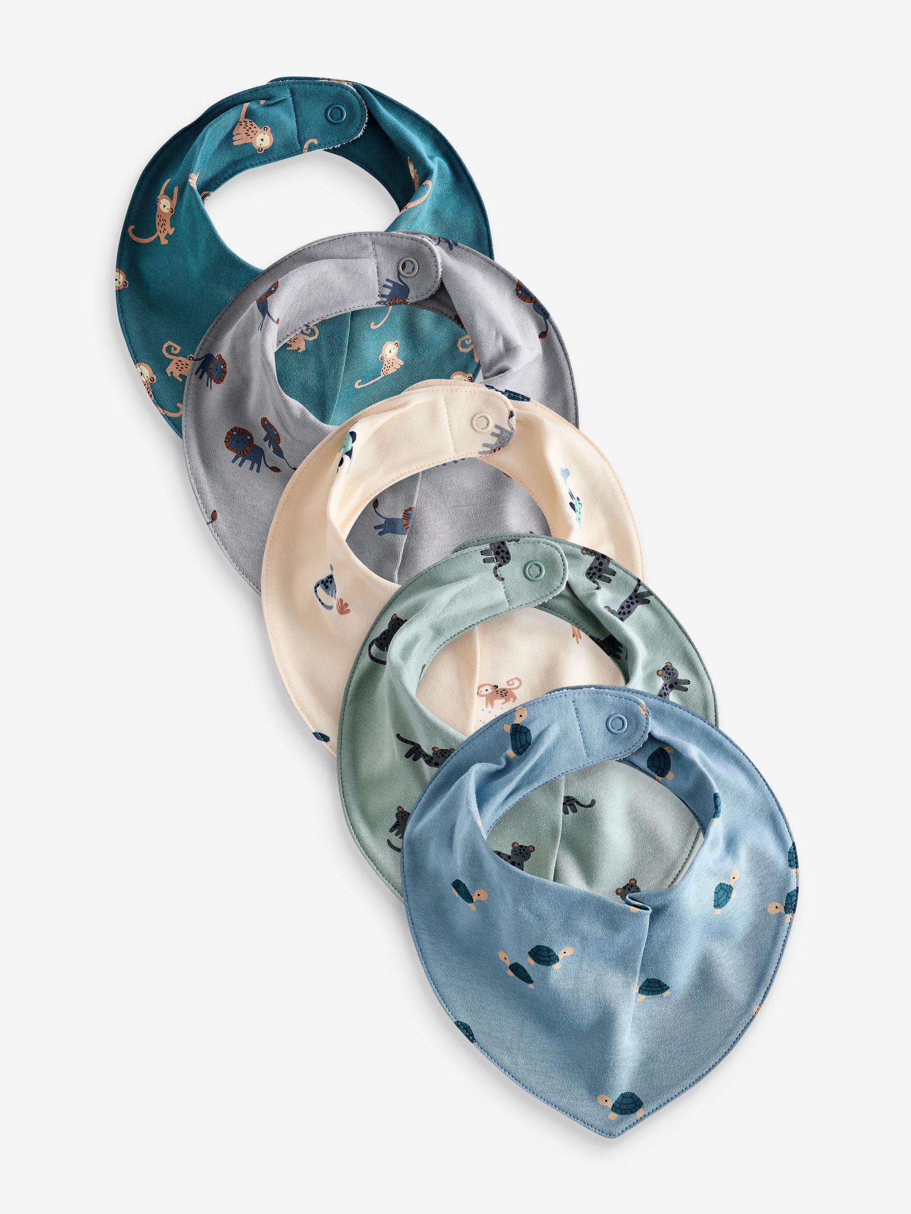 Blauwgroen - 5 Pack Dribble Baby 100% Cotton Bibs