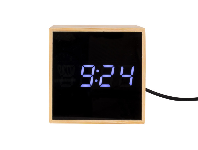 Alarm Clock Mini Cube Bamboo