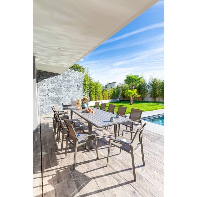 Table de jardin extensible PAVANE Seigle & Praline