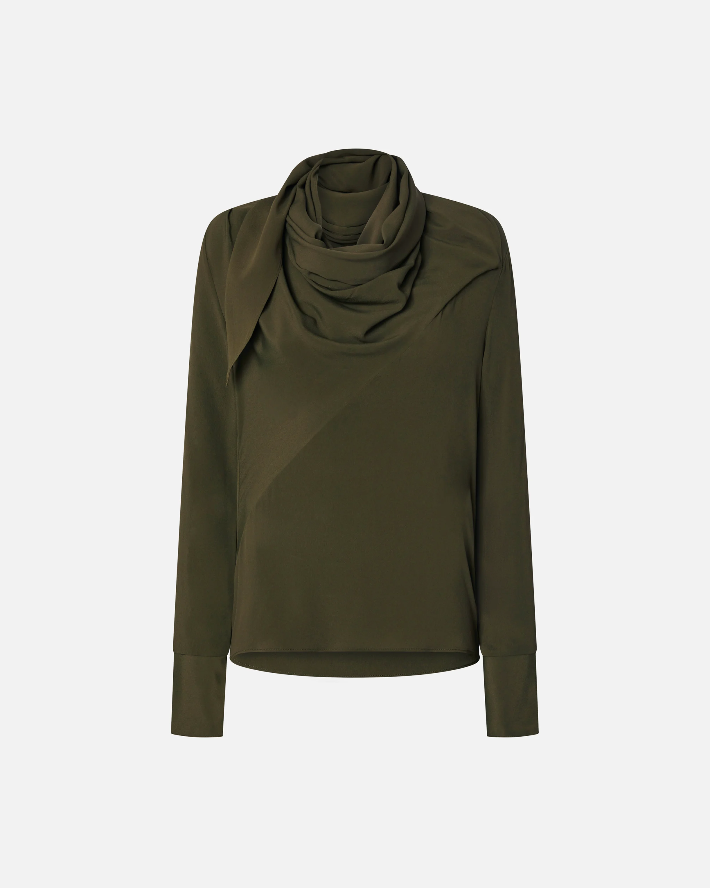 Blouse fluide mélangée à grande écharpe | Vert