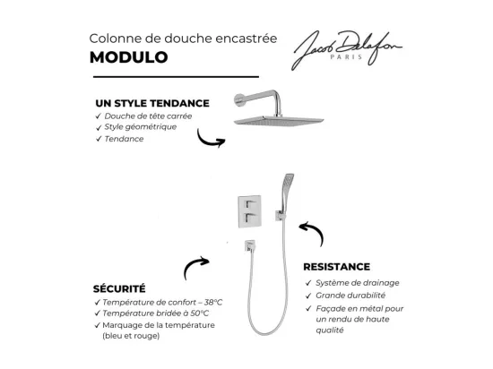 Colonne de douche encastrée thermostatique JACOB DELAFON Modulo
