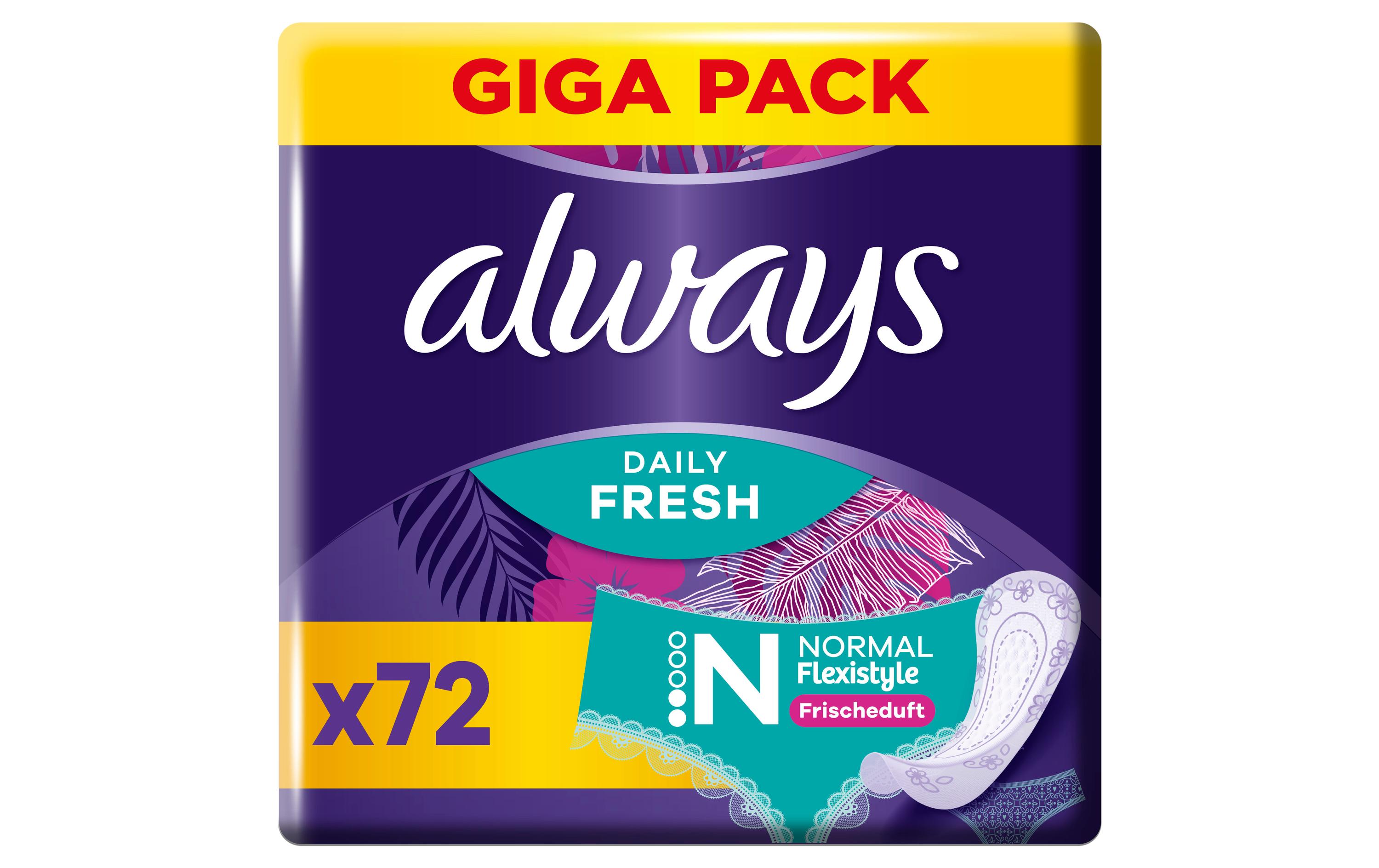 Slipeinlage Daily Fresh Flexistyle Normal 72 StückHochwertige Einlagen mit saugfähigem Kern