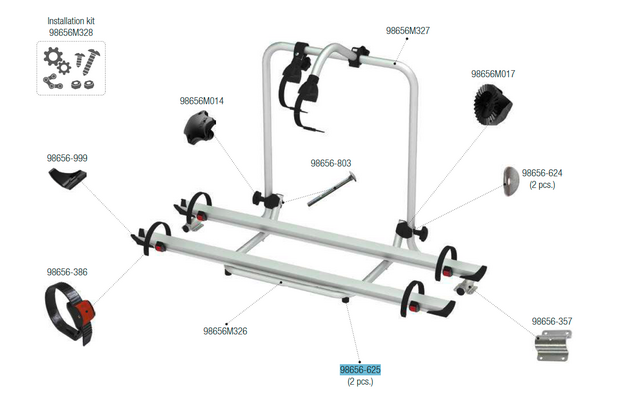 Fiamma Gummipuffer 2 Stück passend für Carry Bike Garage Plus - Fiamma Ersatzteilnummer 98656-625