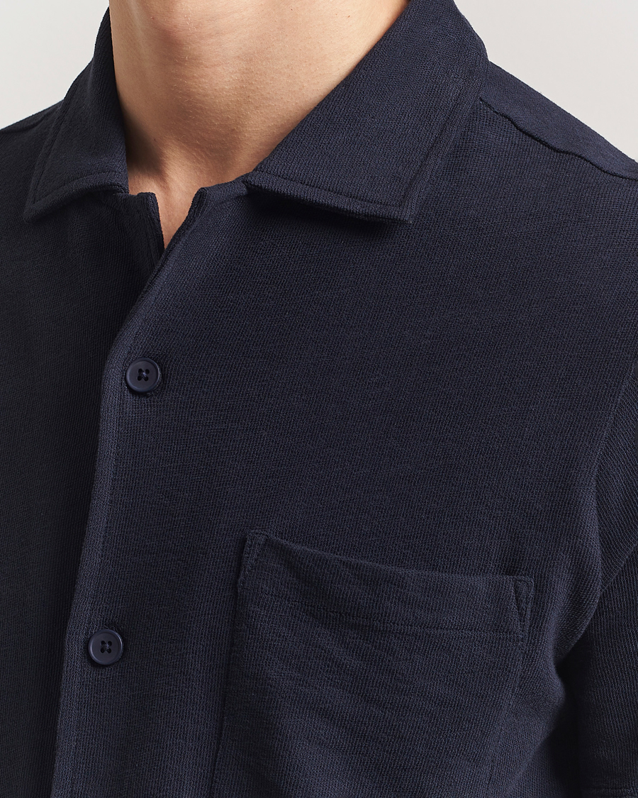 KnowledgeCotton Apparel Short Sleeve Boucle Shirt Night Sky