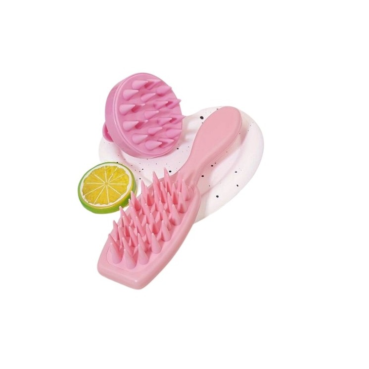 Set: Haarwasch- und Kopfhautmassagebürste + Pink Kopfhautmassagegerät