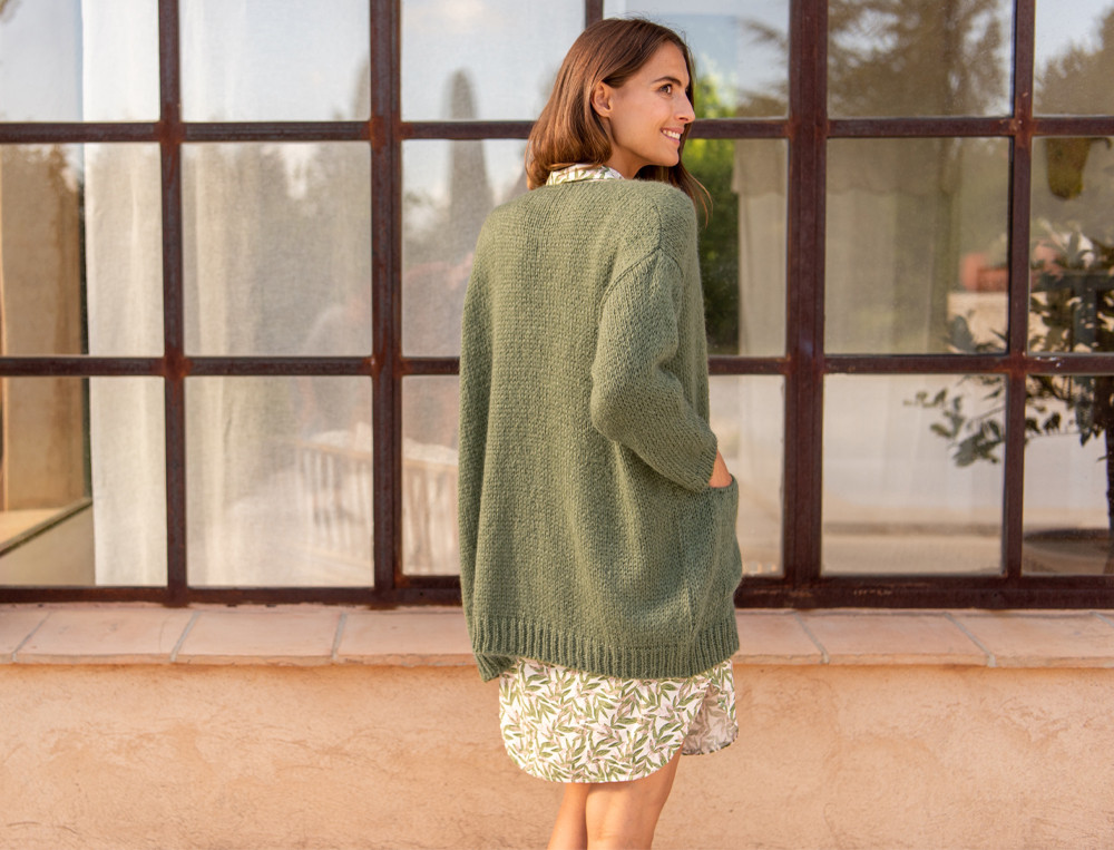 Gilet en maille-Floraison