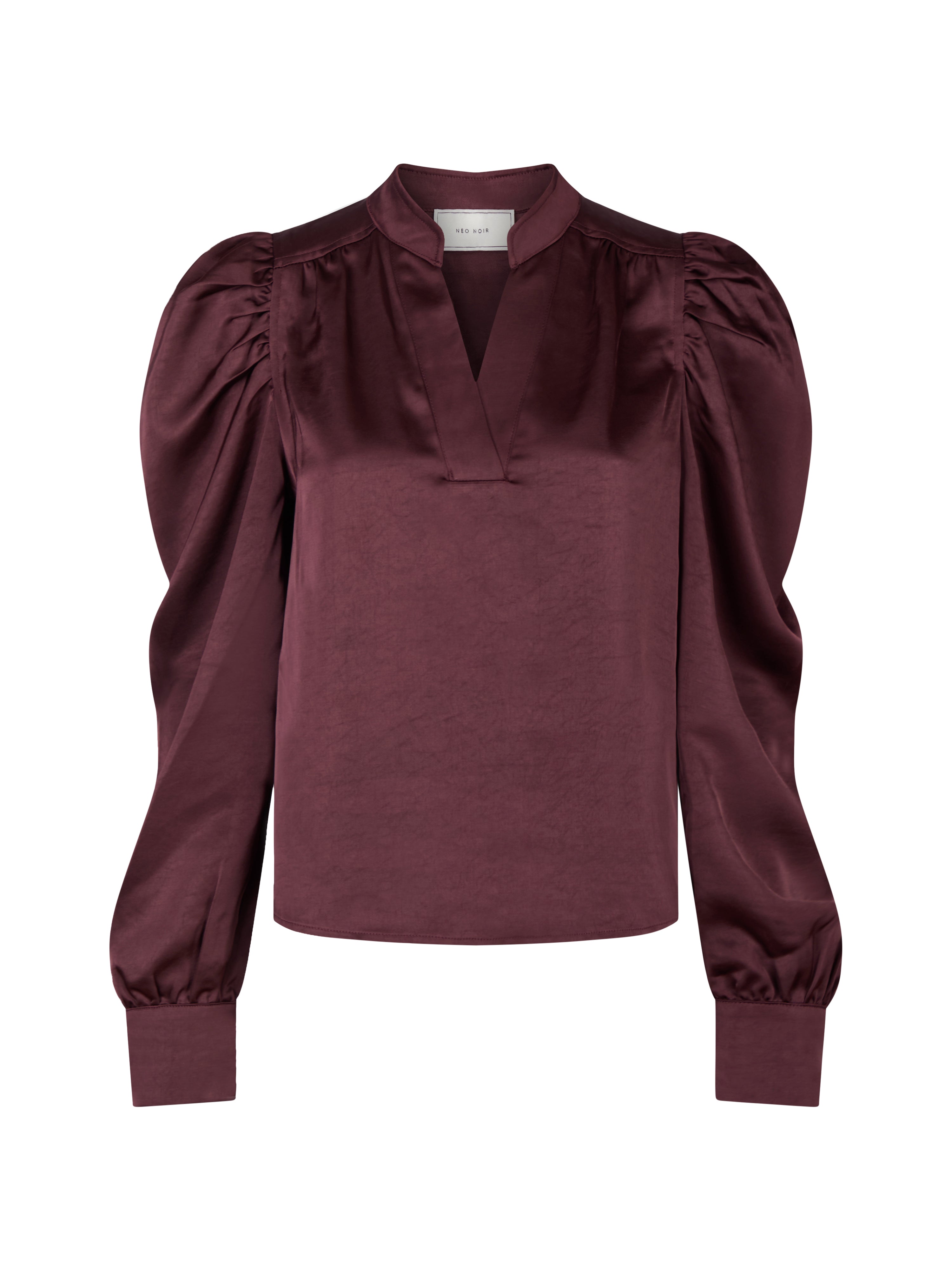 Neo Noir  Rosslyn Heavy Sateen bluse - Burgundy