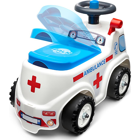Falk Toys ambulance ride-on med opbevaringsrum, rat og horn