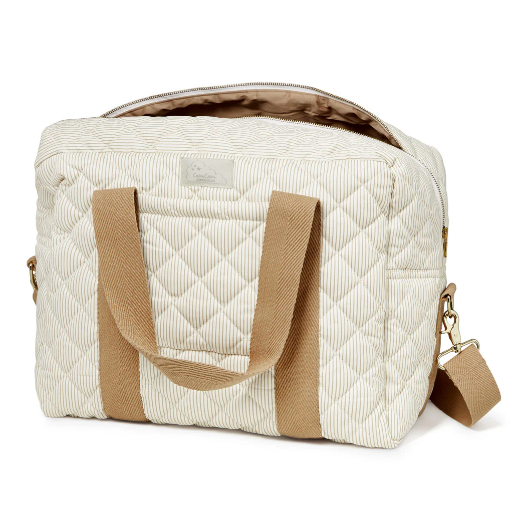 Stor pusletaske m/stropper - OCS - Classic Stripes Camel
