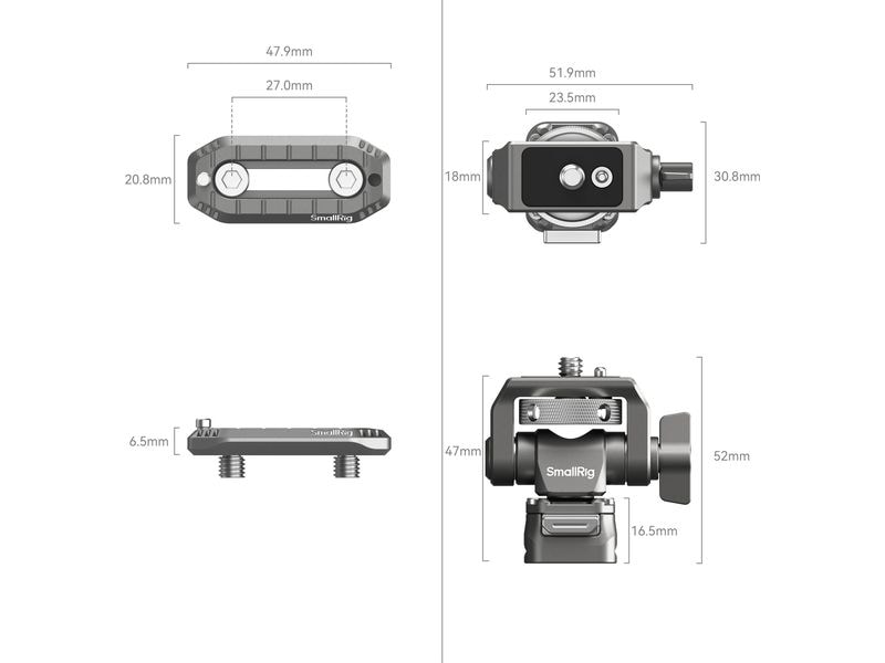 Smallrig HawkLock H21 Schnellverschluss-Monitorhalterung NA Befestigung am Kamerakäfig oder Rig über eine NATO-Klemme für Monitorhalterung