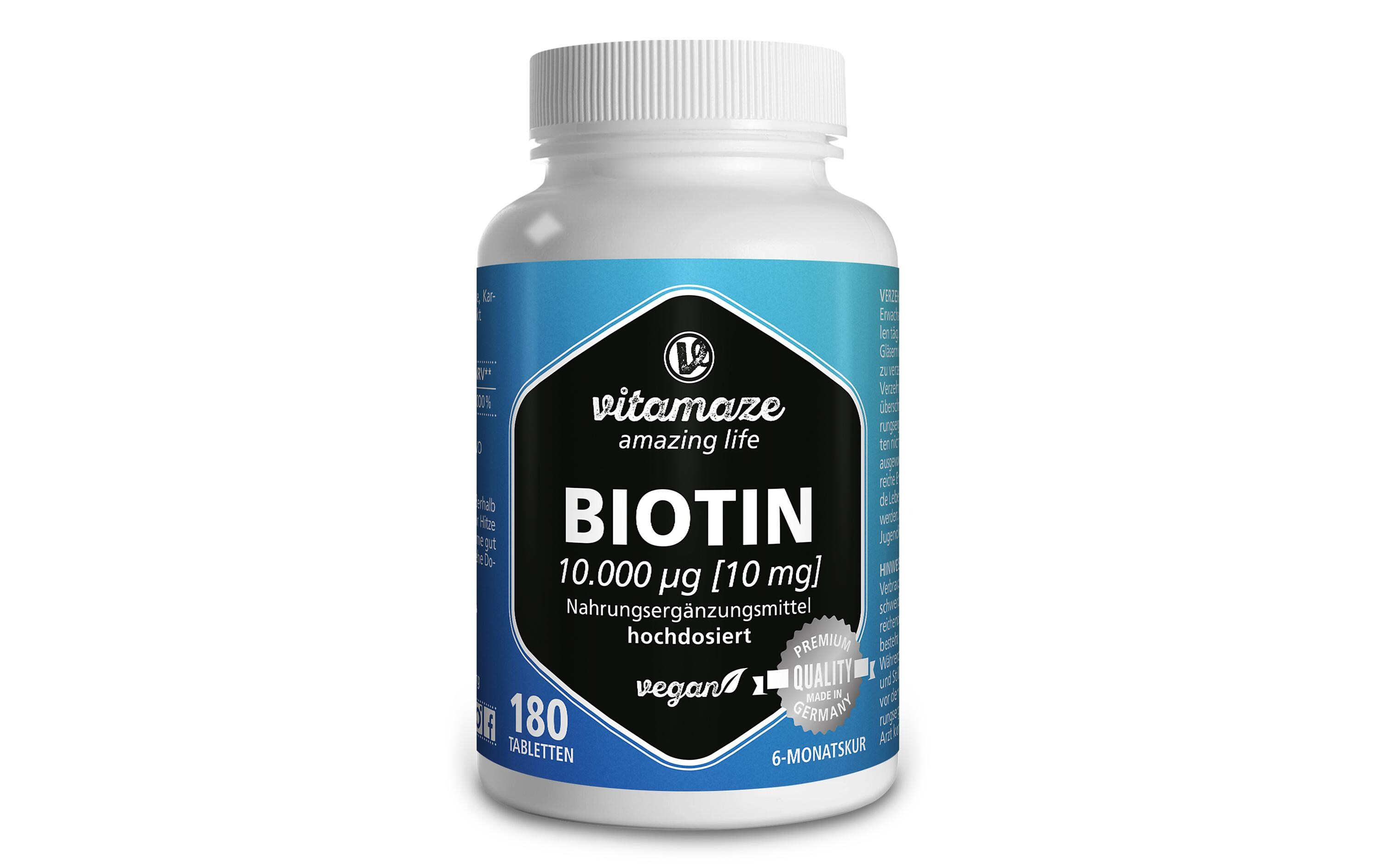 Biotin 180 TablettenVegane Nahrungsergänzung für Haut und Haare