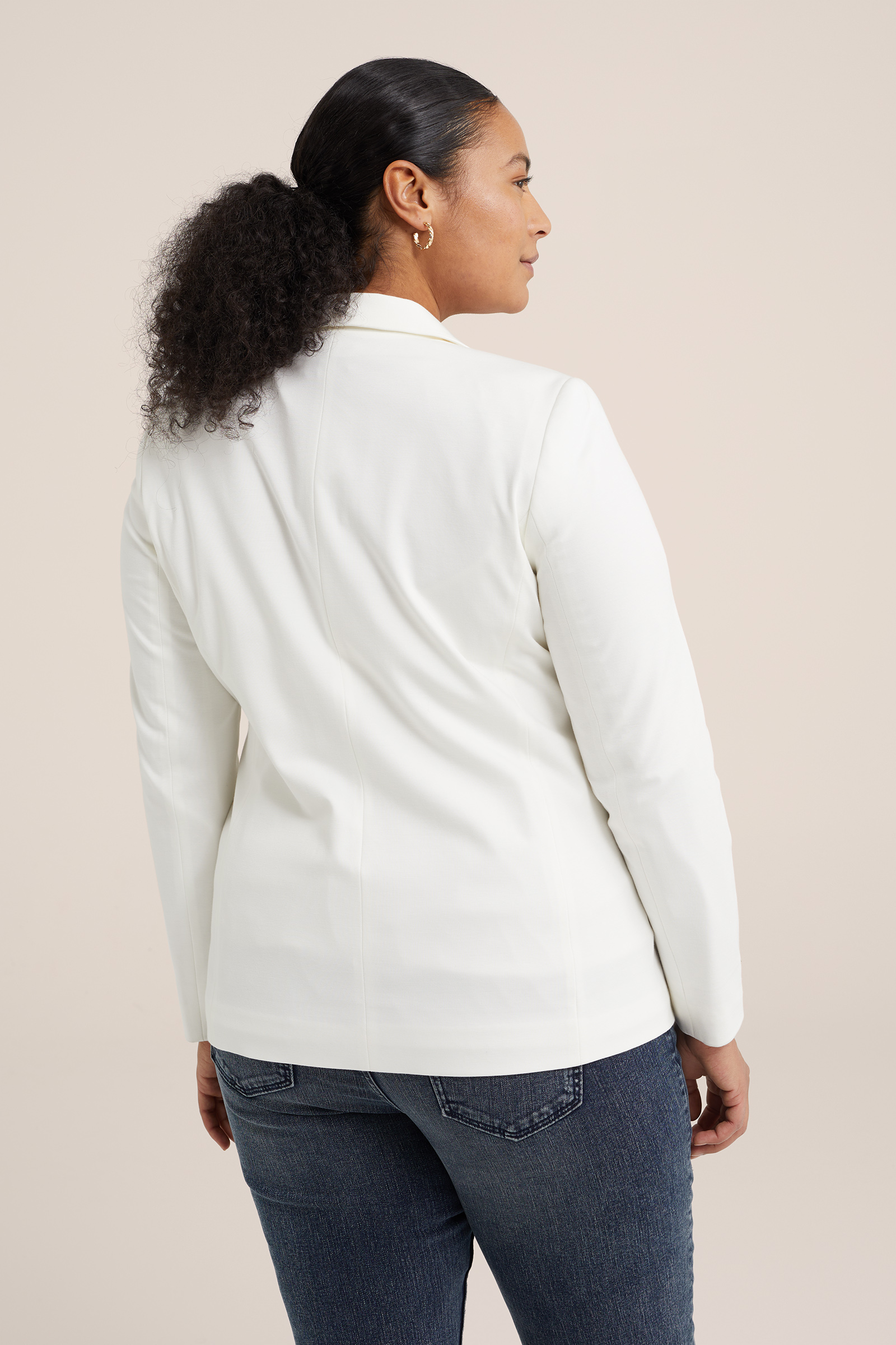 getailleerde jersey stretch blazer -  Curve WE Fashion Wit