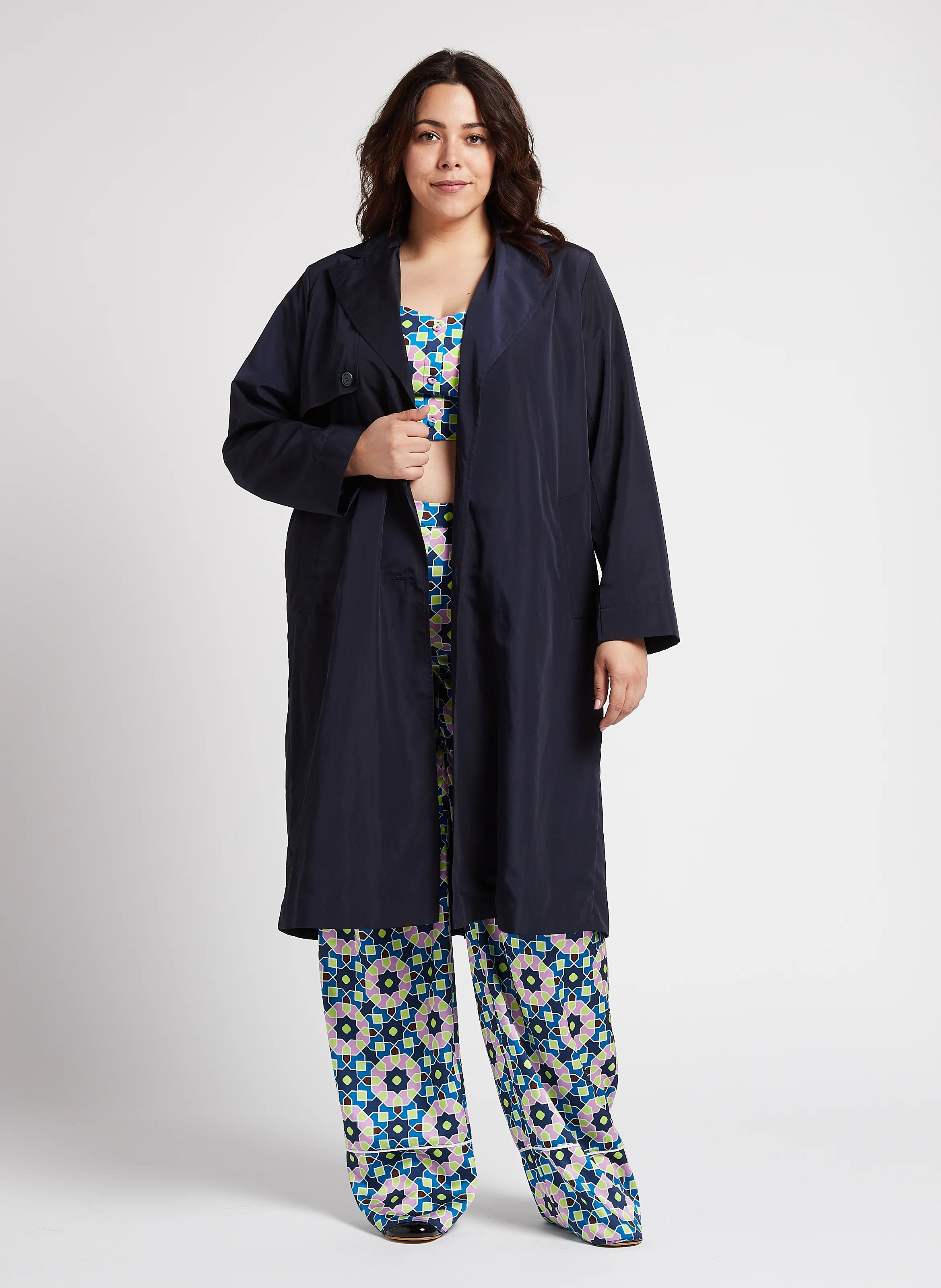 TARINA - Imperméable à col tailleur | Noir