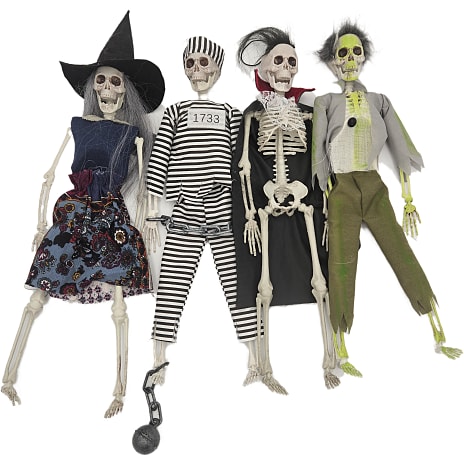 Halloween skelet med tøj H: ca. 42 cm - flere varianter - assorteret