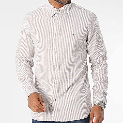 Chemise Manches Longues 1985 Flex Oxford Stripe 0935 Blanc Marron