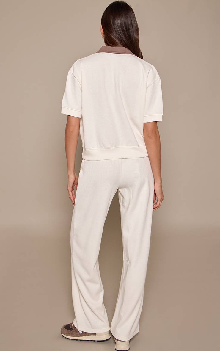 Crème Pantalon Côtelé À Taille Fine