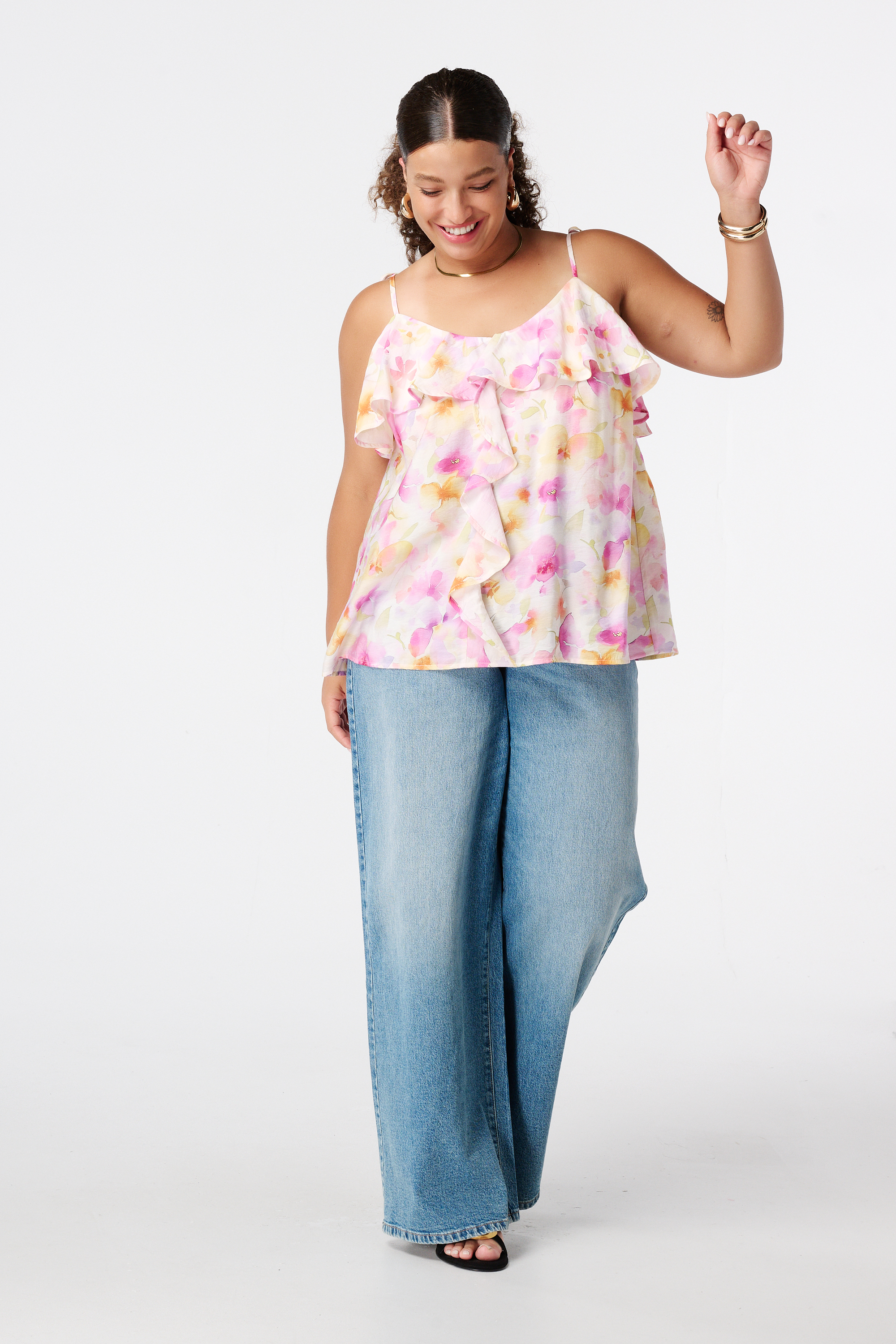 Top met ruches Multi Pink