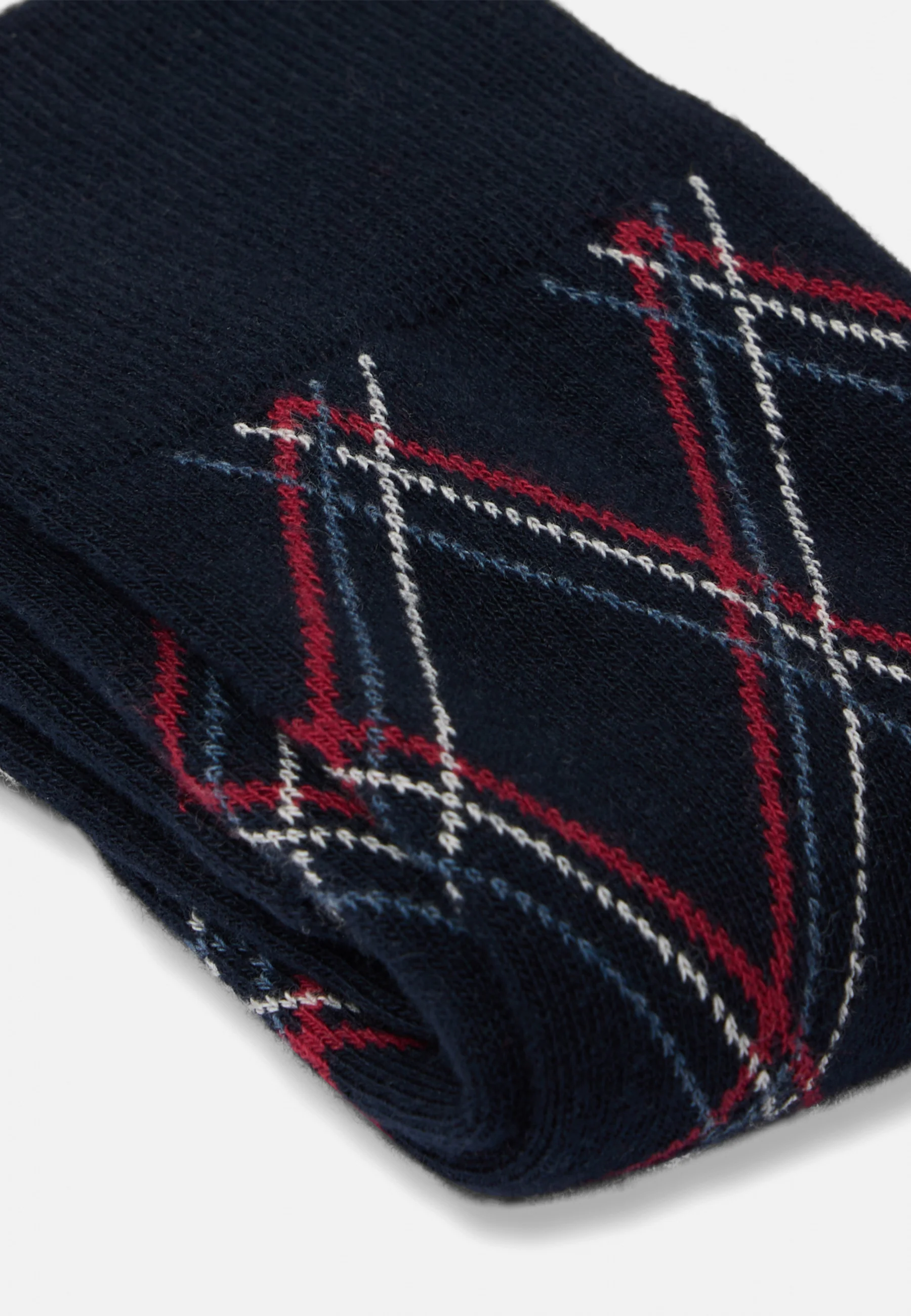 Chaussettes mi-hautes en coton-Lucas Tartan Marine