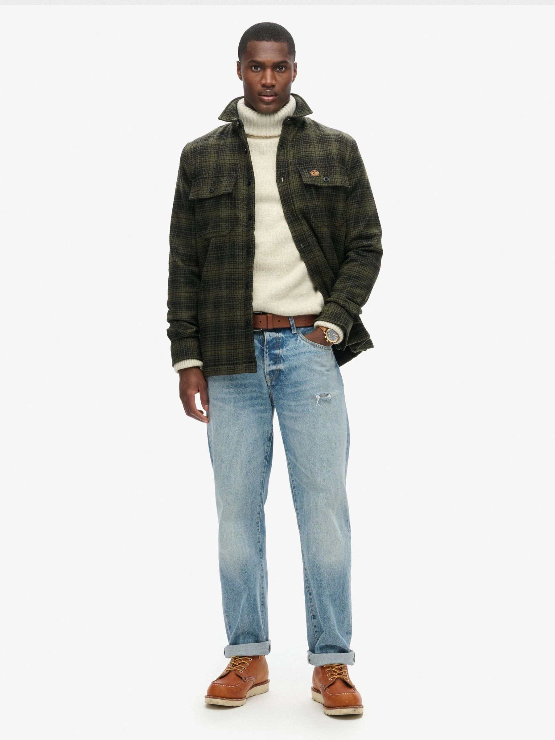 Haze ombré olijf - Superdry Wool Miller overshirt