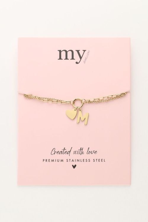 Initial dubbele armband met hartje