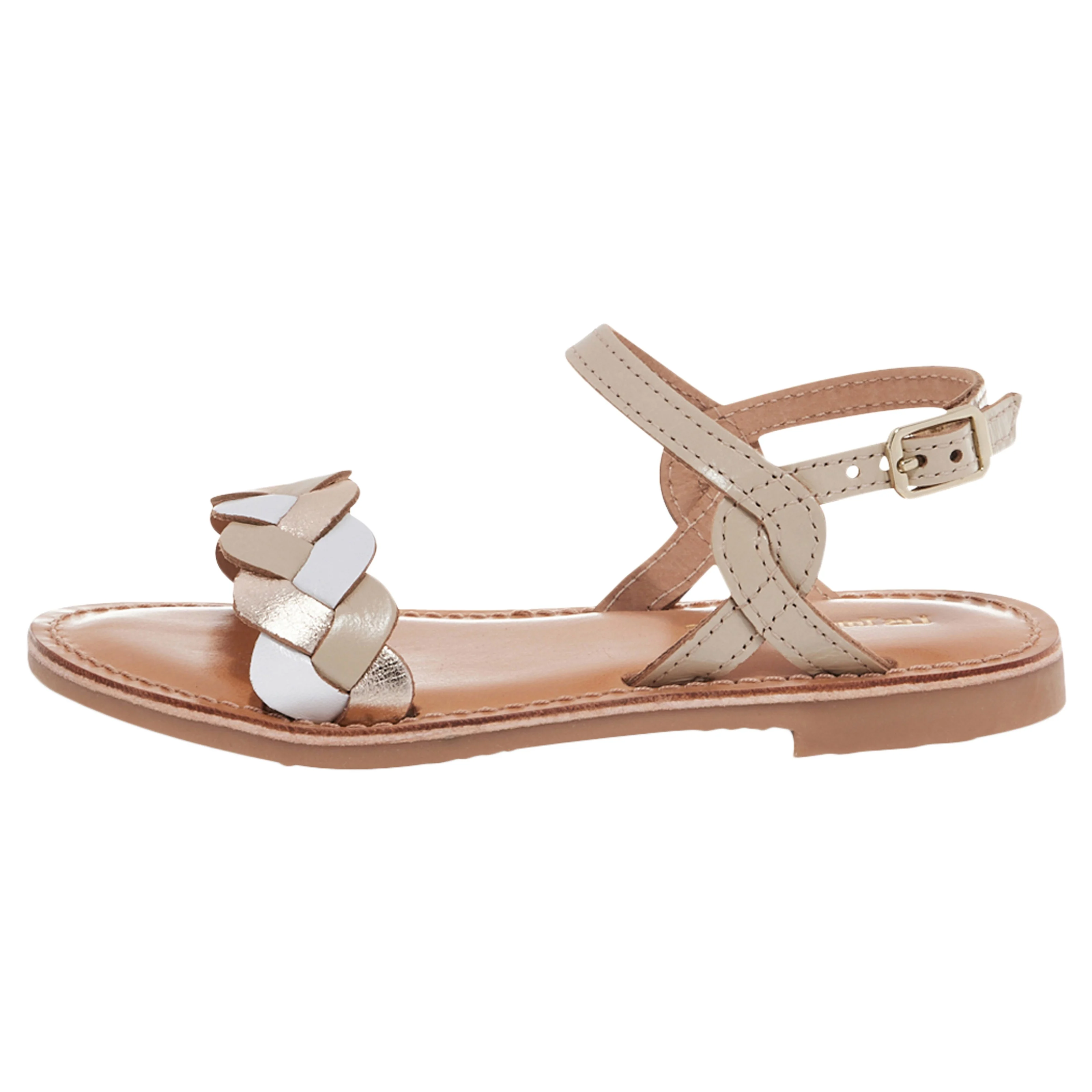 Sandale plate cuir enfantbonbon | Beige