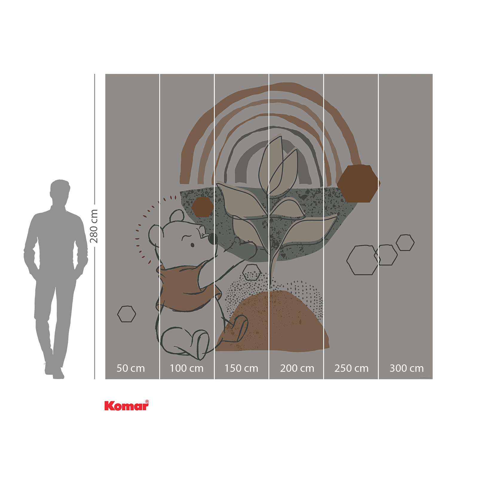Vlies-Fototapete WINNIE THE POOH GROW - bunt - 300x280 cm