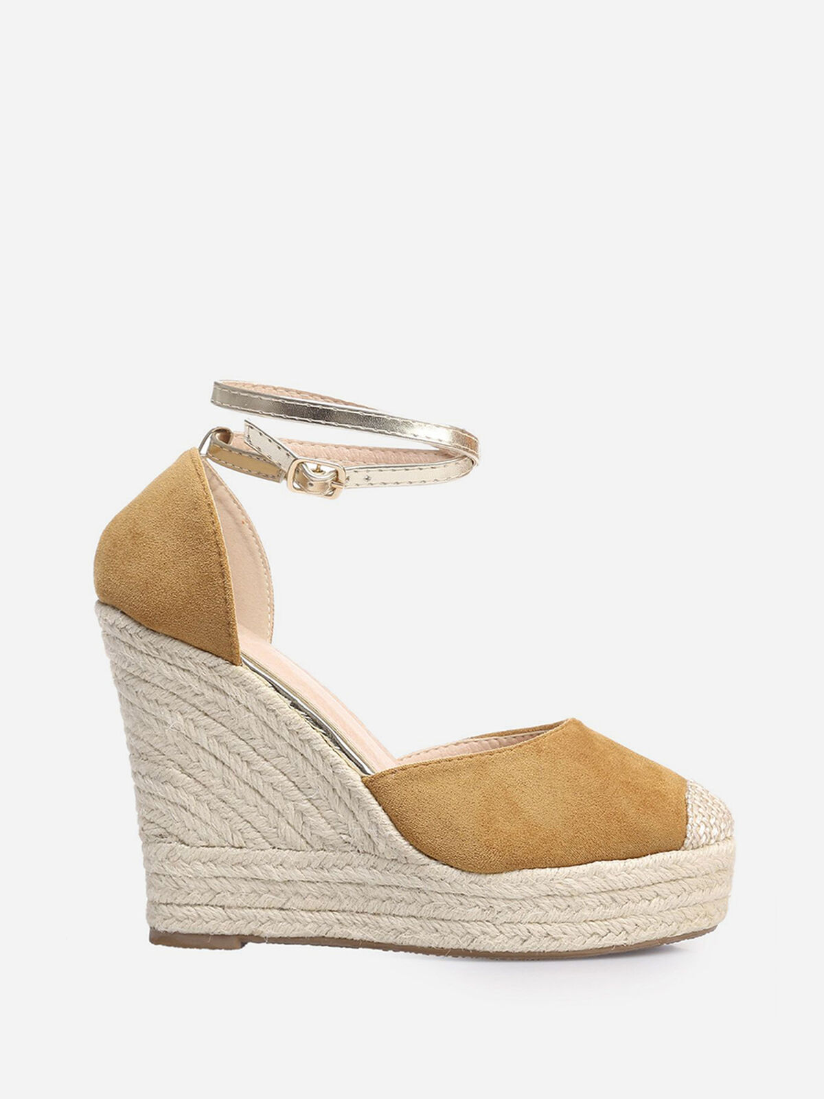 Espadrilles compensées avec bride- Camel
