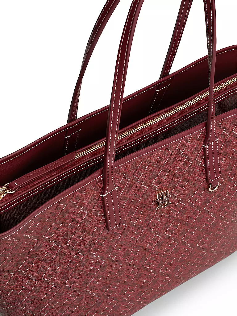 TOMMY HILFIGER Ledertasche - Shopper TH MONOPLAY LEATHER TOTE rot