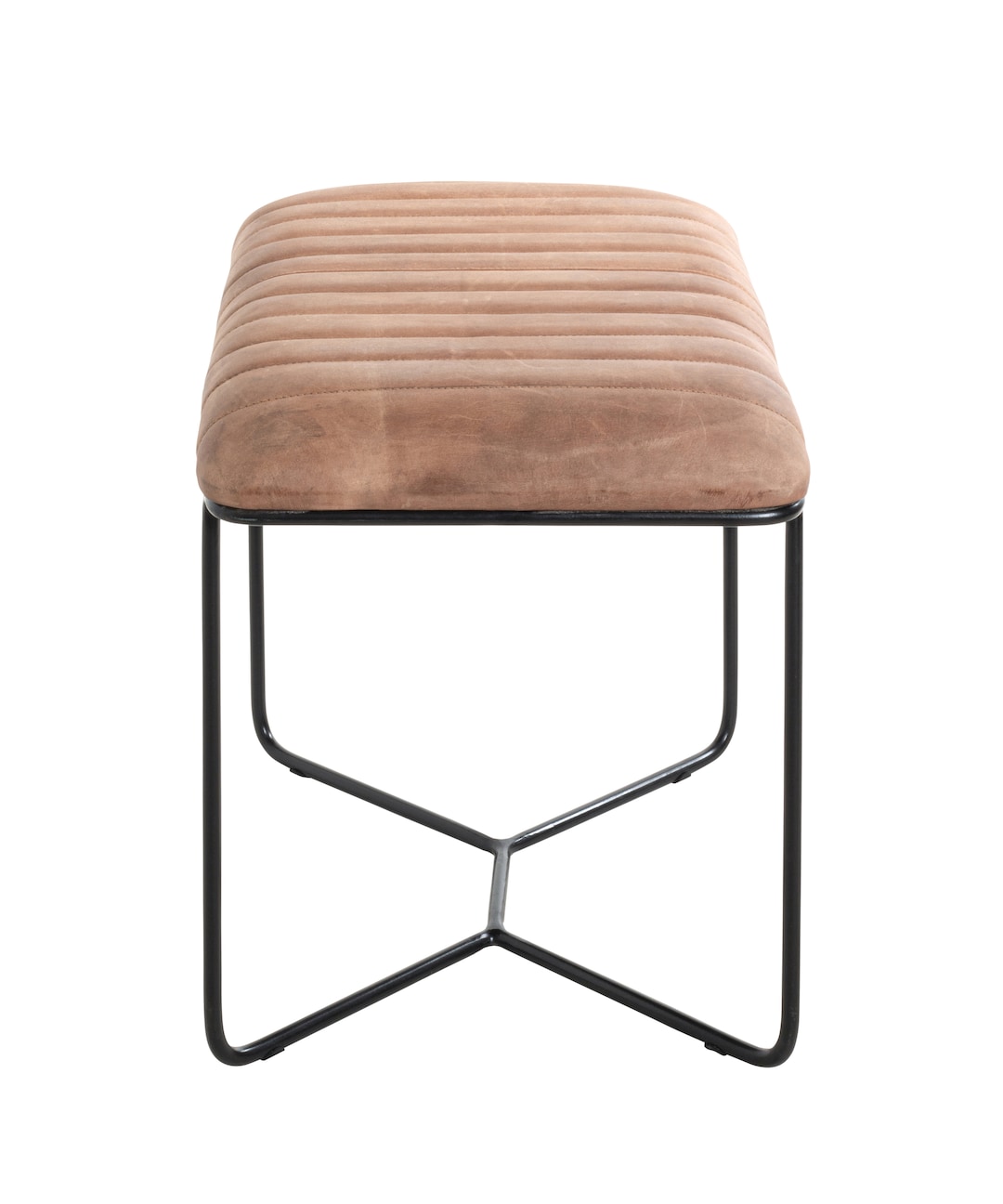 Hocker 60 x 48 cm Lederbezug braun/schwarz