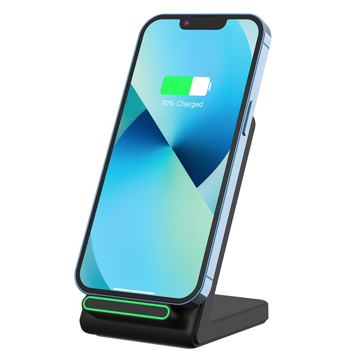 (15W) Qi Wireless Charger Induktionsladegerät Ladestation mit LED - Schwarz