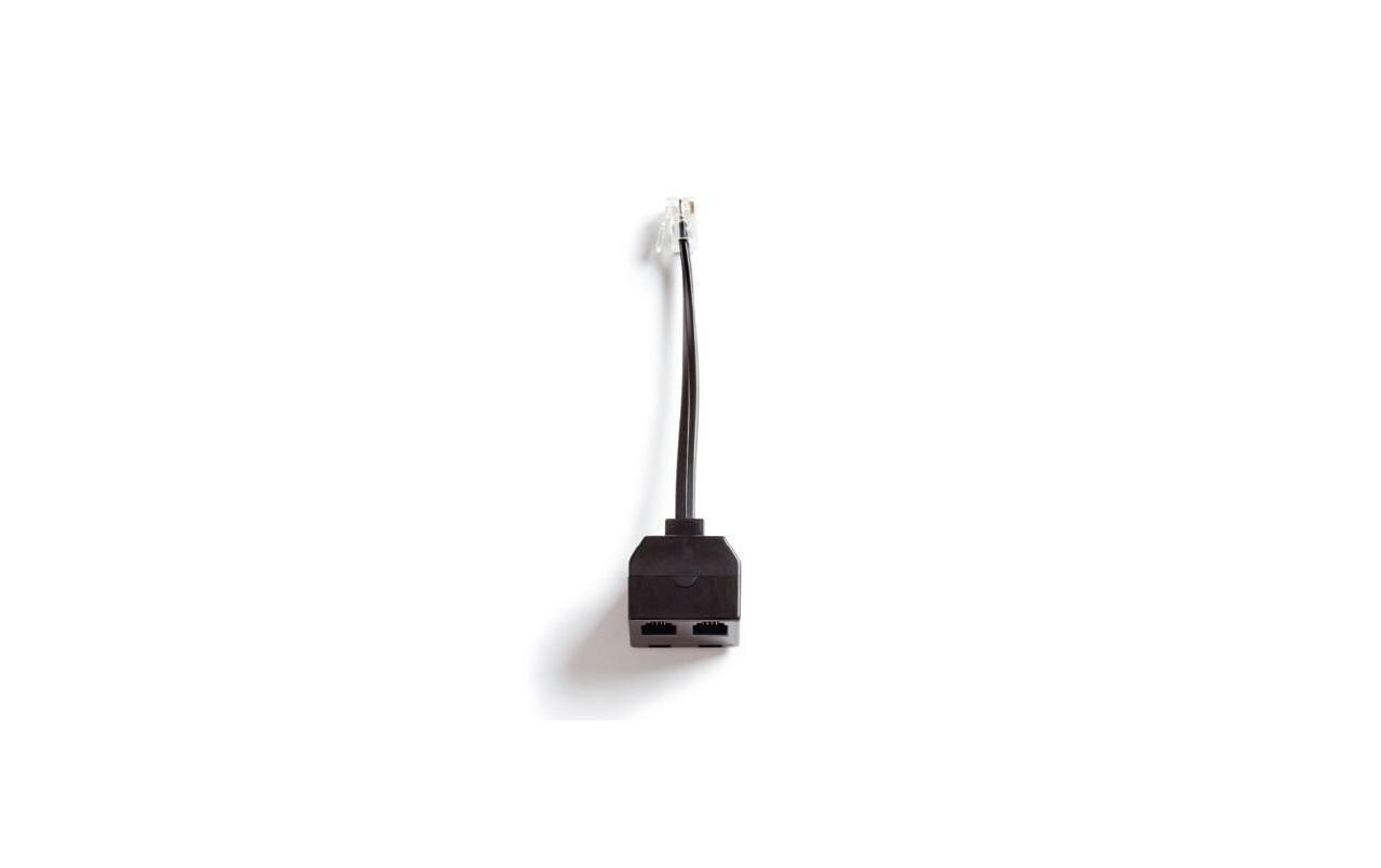 Adapter FCC 4/4 RJ-10 - RJ-10Modulare Zweifachbuchse (RJ), die den Anschluss von zwei Verbindungskabeln an ein Telefon ermöglicht