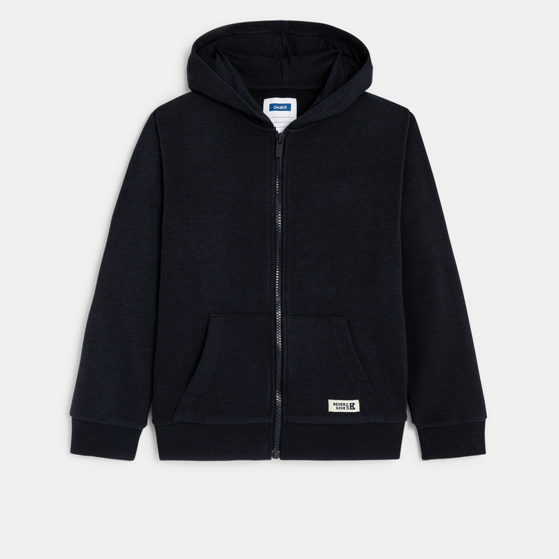 Sweat zippé à capuche bleu garçon