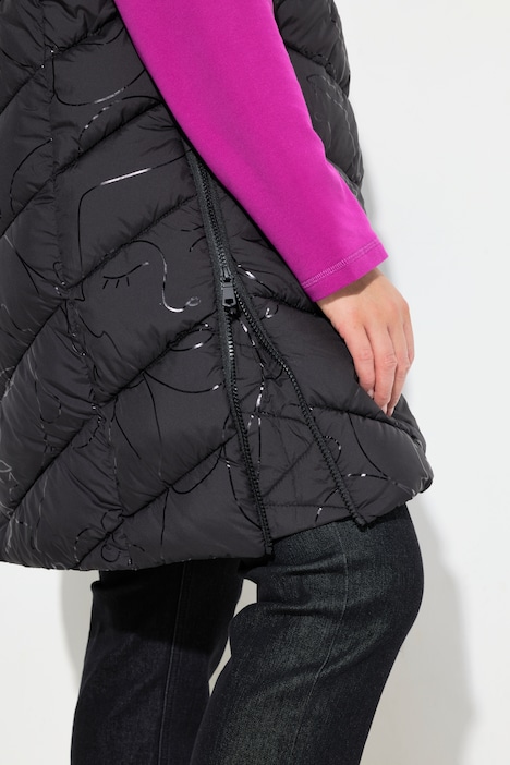 HYPRAR Long-Steppweste, Seiten-Zipper, Stehkragen, ärmellos