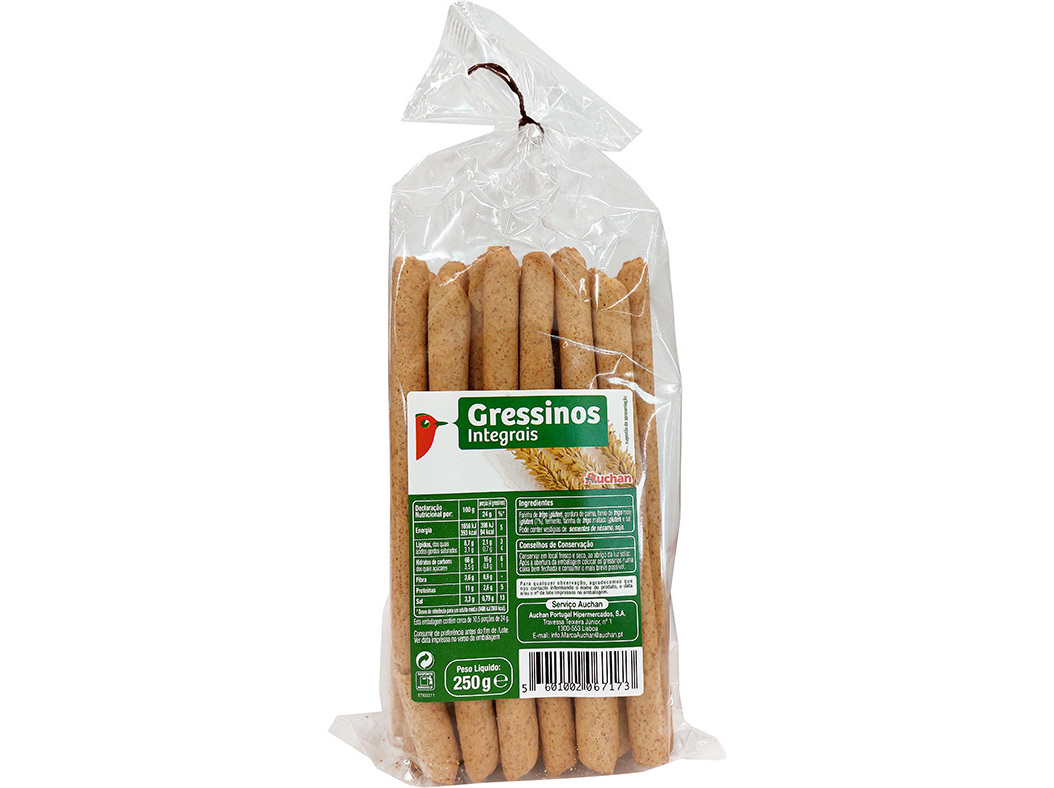 GRESSINOS AUCHAN INTEGRAIS 250G