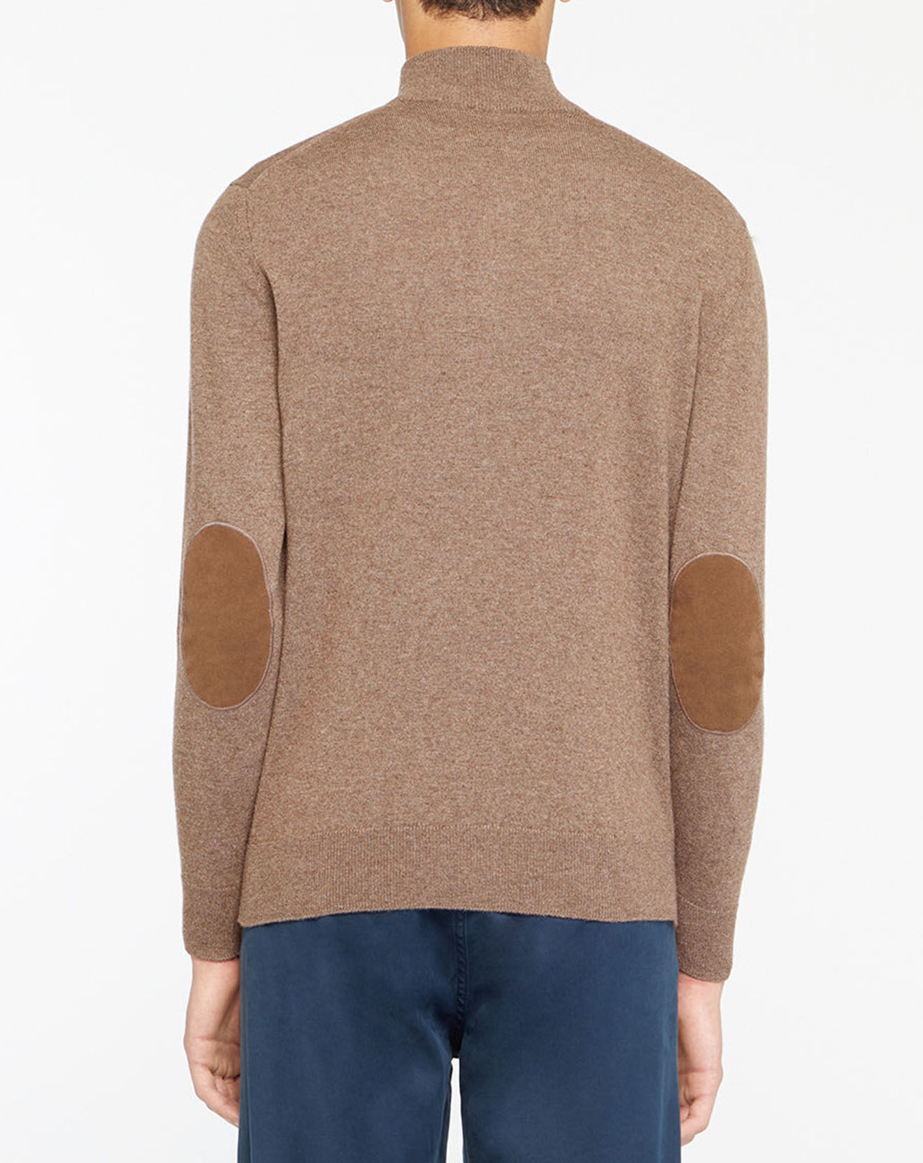 Hackett London Pull en Laine & Cachemire mélangés Zippé  Chiné marron clair
