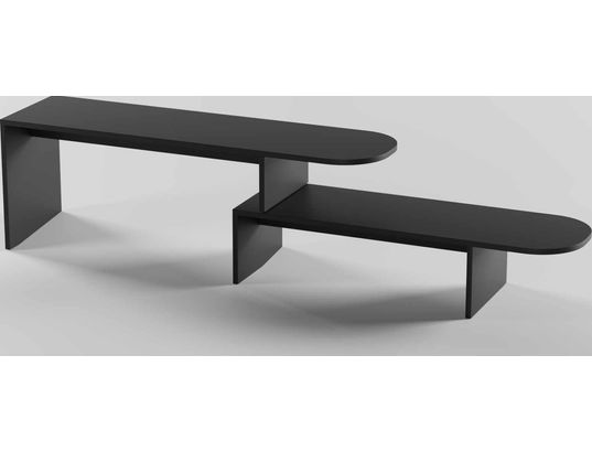 CONCEPT1 - Meuble TV Puzzle noir 130 x 35 x h45 cm